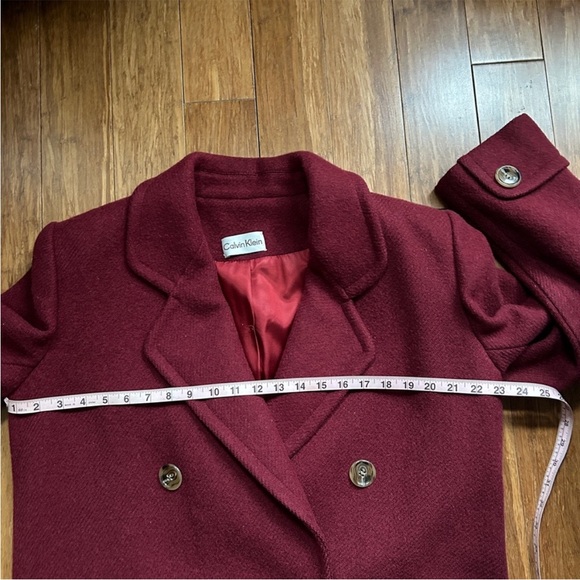 Calvin Klein Vintage Maroon Wool Double-breasted Coat 12. - Picture 4 of 11
